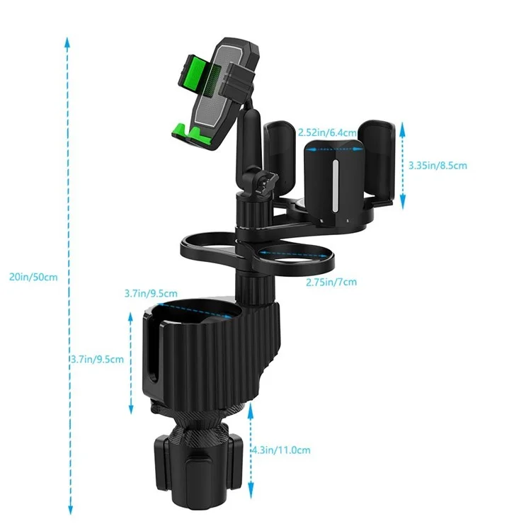 A04 Multifunctional Car Cup Holder Phone Stand Mount Coffee Beverage Instant Noodles Bracket - Grey