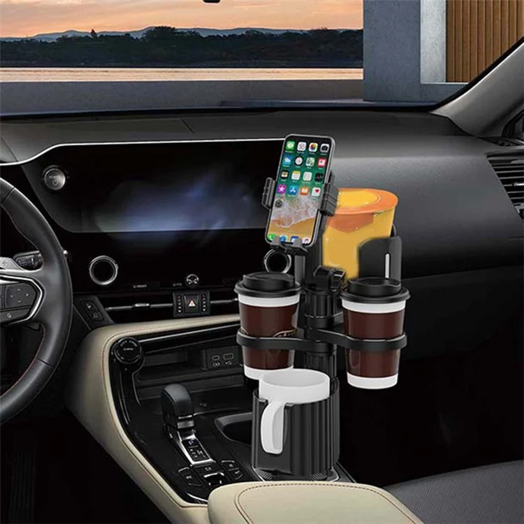 A04 Multifunctional Car Cup Holder Phone Stand Mount Coffee Beverage Instant Noodles Bracket - Grey