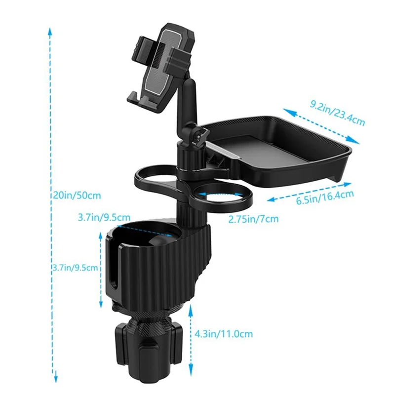 A06 Car Cup Mug Bottle Holder Mobile Phone Mount Stand Food Snack Tray Table - Grey
