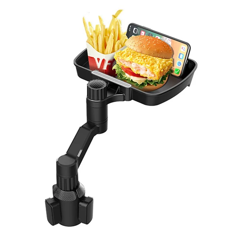 Suporte de Copo de Carro de Plástico D09, Bandeja Giratória para Alimentos, Lanches, Smartphone e Mesa de Refeição do Veículo