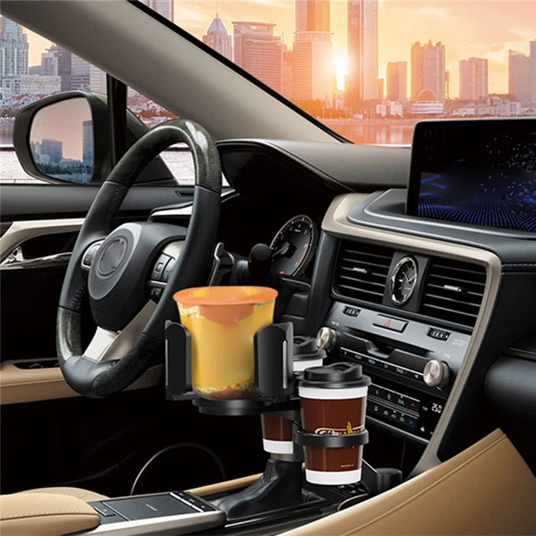 D03 Car Cup Holder Expander with Adjustable Cup Holder Dual Round Car Cup Holder Mount Organizer for Drink Bottle Snack