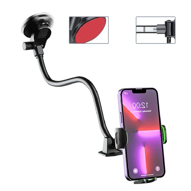 X034 Gen. 9º Suporte de Telefone Multiuso para Carro com Ventosa, Flexível, Estendido, Clipe para Caminhão, Ônibus - Preto