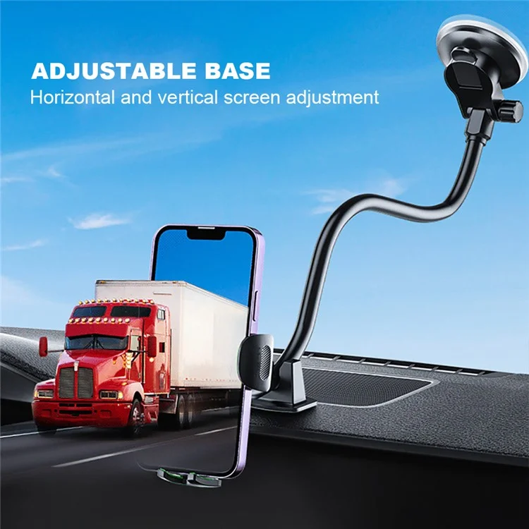 X034 Gen. 10th Adjustable Windshield Suction Cup Phone Mount für Universal Truck Bus Dashboard Flexible Car Phone Holder - Schwarz