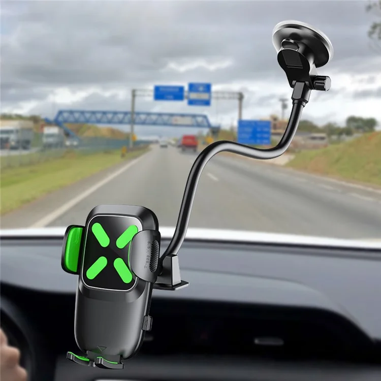 X034 Gen. 10th Adjustable Windshield Suction Cup Phone Mount für Universal Truck Bus Dashboard Flexible Car Phone Holder - Schwarz