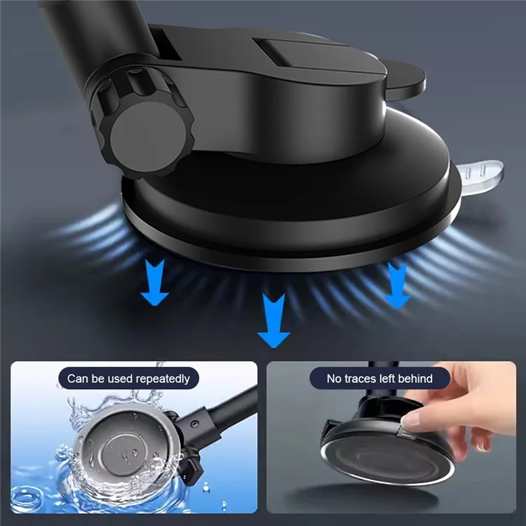 X034 Gen. 10th Adjustable Windshield Suction Cup Phone Mount für Universal Truck Bus Dashboard Flexible Car Phone Holder - Schwarz