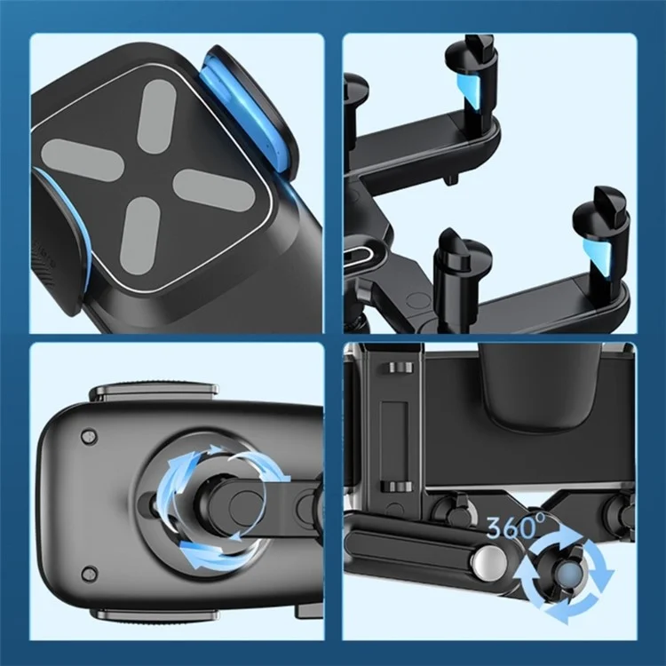 R010 Multifunctional Retractable Cell Phone Car Mount Universal Vehicle Rearview Mirror Phone Holder - Black