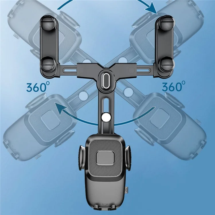 R009 Multifunctional Car Rearview Mirror Cell Phone Mount Universal Vehicle Retractable Phone Clip Holder - Black
