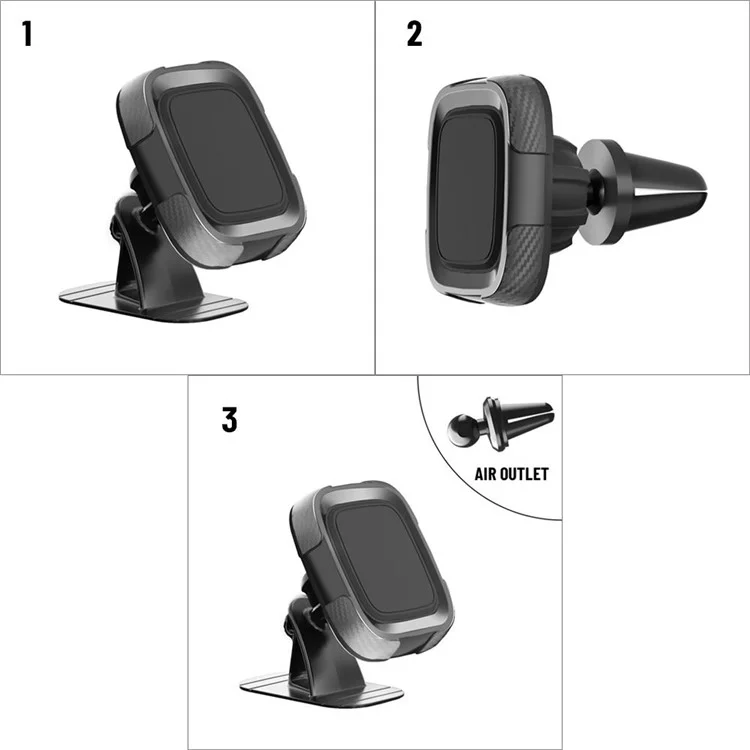 C18 360 Degree Rotation Car Adhesive Dashboard Mount Magnetic Phone Holder Bracket with Air Vent Clip