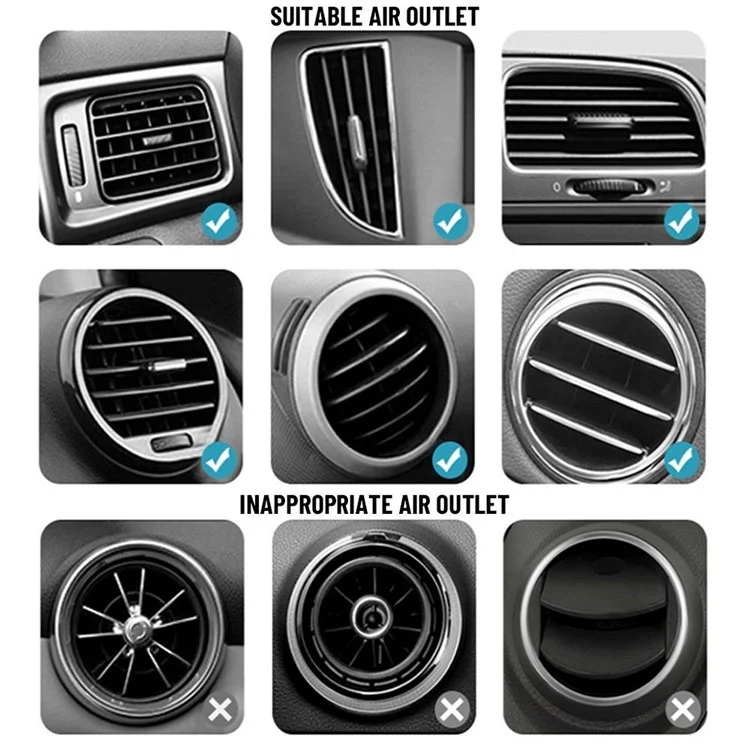 C18 360 Degree Rotation Car Adhesive Dashboard Mount Magnetic Phone Holder Bracket with Air Vent Clip