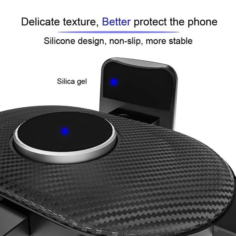 D40+105+K5 For Windshield / Dashboard Carbon Fiber Texture Car Suction Cup Telescopic Arm Phone Holder with Air Vent Clip