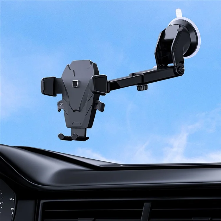 D39+105 Suction Cup Base Telescopic Arm Automatic Clamp Car Phone Holder Bracket with Air Vent Clip