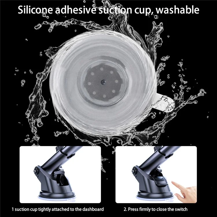 D39+105 Suction Cup Base Telescopic Arm Automatic Clamp Car Phone Holder Bracket with Air Vent Clip