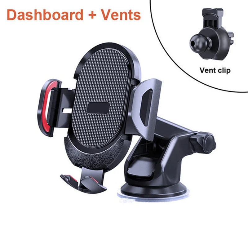 D33 Suction Cup Base Gravity Sensing Car Phone Holder Bracket with Air Vent Clip - Red