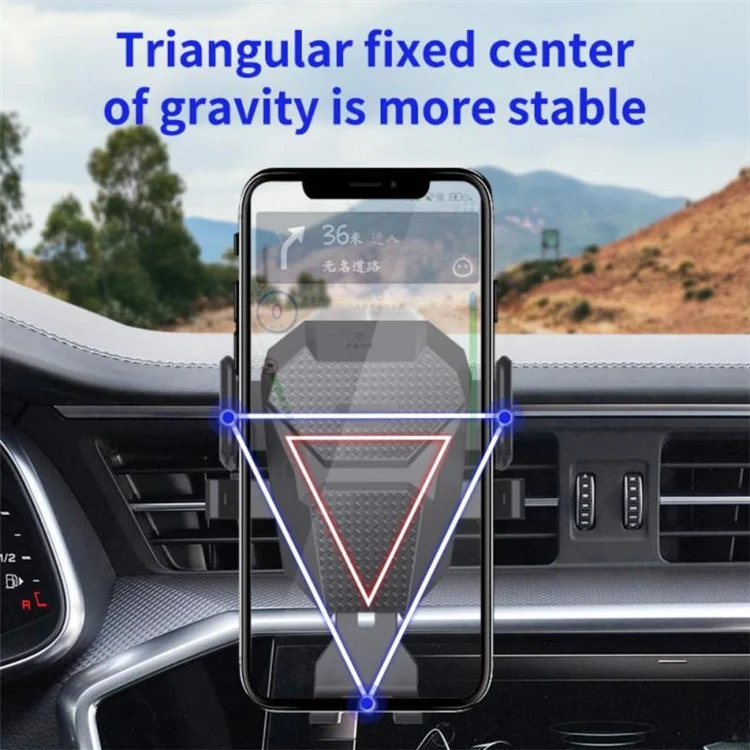 D25+105+K5 Telescopic Suction Cup Dashboard Phone Mount Air Vent Car Phone Holder Auto Locking Car Phone Clip - Black