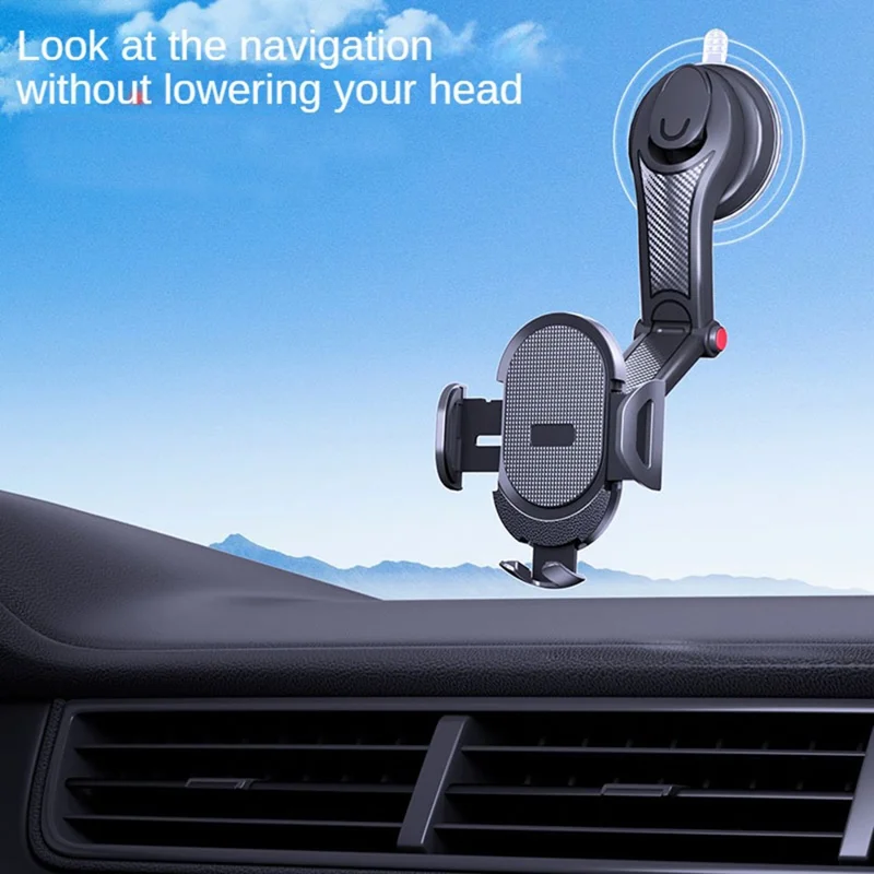 ES33 ABS+Carbon Fiber 360 Degree Rotation Suction Cup Mount Car Mobile Phone Holder Bracket - Black