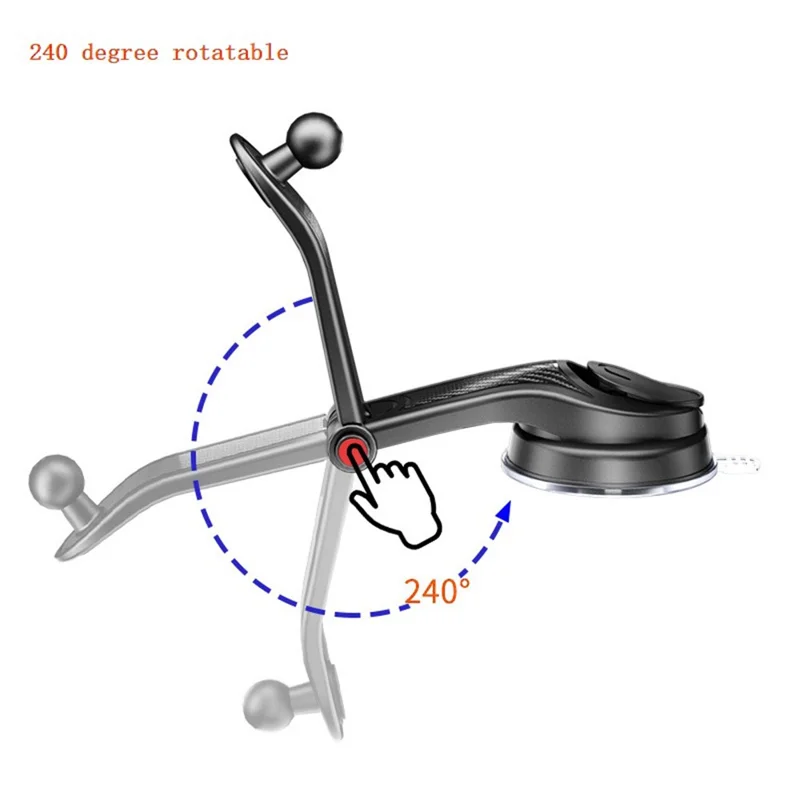 ES33 ABS+Carbon Fiber 360 Degree Rotation Suction Cup Mount Car Mobile Phone Holder Bracket - Black