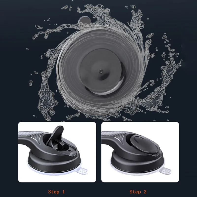 ES33 ABS+Carbon Fiber 360 Degree Rotation Suction Cup Mount Car Mobile Phone Holder Bracket - Black