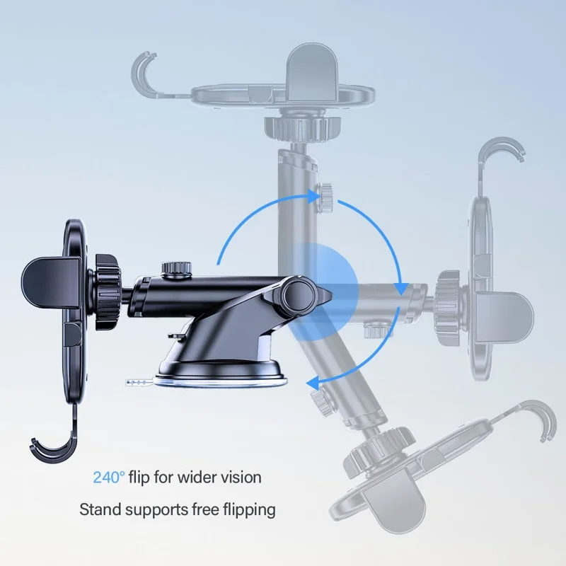 D48+105+K5 Car Dashboard Windshield Air Vents Phone Holder for iPhone 16 / 16 Plus / 16 Pro / 16 Pro Telescopic Suction Cup Car Phone Mount