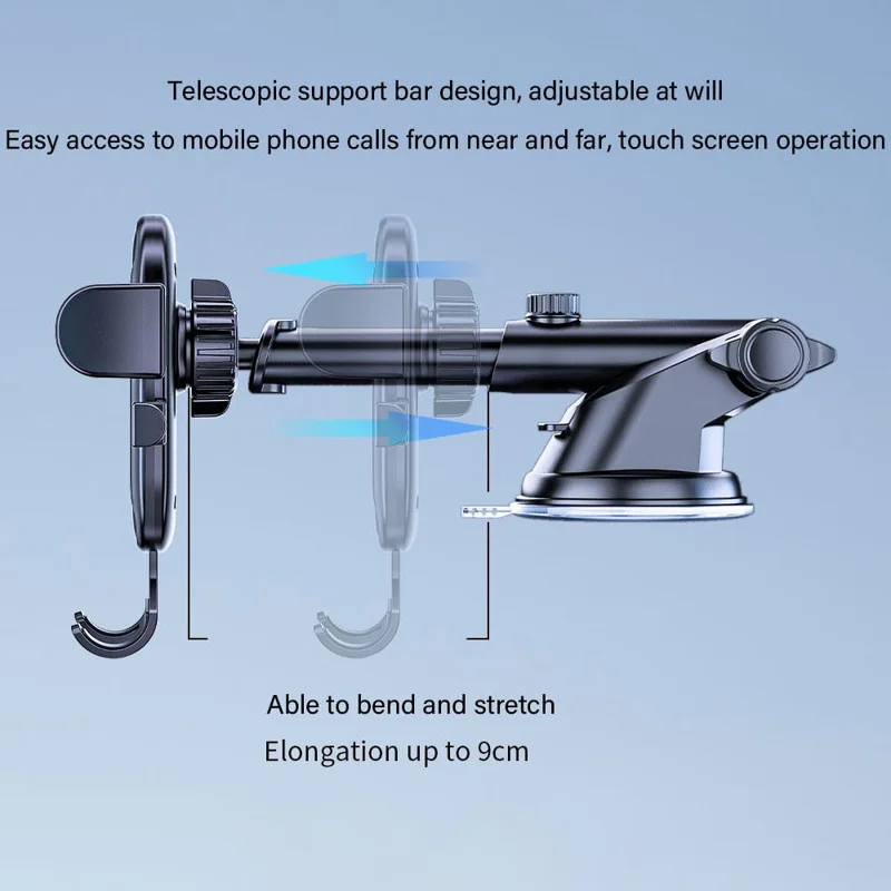 D48+105+K5 Car Dashboard Windshield Air Vents Phone Holder for iPhone 16 / 16 Plus / 16 Pro / 16 Pro Telescopic Suction Cup Car Phone Mount