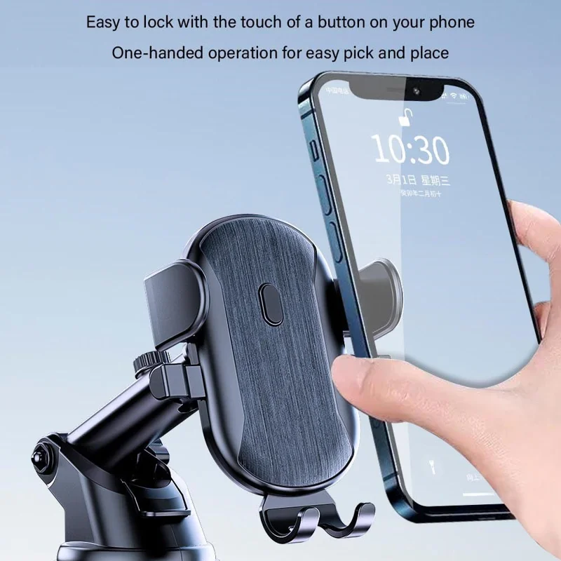 D48+105+K5 Car Dashboard Windshield Air Vents Phone Holder for iPhone 16 / 16 Plus / 16 Pro / 16 Pro Telescopic Suction Cup Car Phone Mount