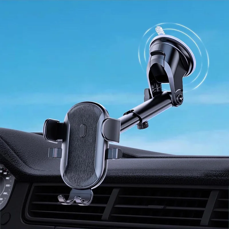 D48+105+K5 Car Dashboard Windshield Air Vents Phone Holder for iPhone 16 / 16 Plus / 16 Pro / 16 Pro Telescopic Suction Cup Car Phone Mount
