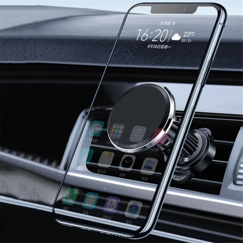 2023 Car 360 Degree Rotation Air Vent Clip Magnetic Adsorption Cell Phone Holder Bracket - Black