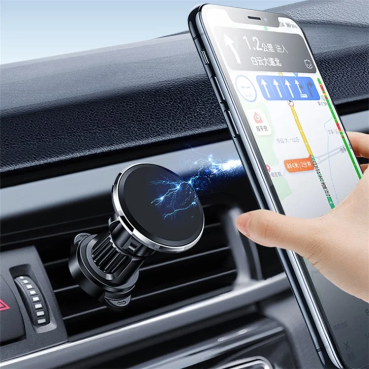 2023 Car 360 Degree Rotation Air Vent Clip Magnetic Adsorption Cell Phone Holder Bracket - Black