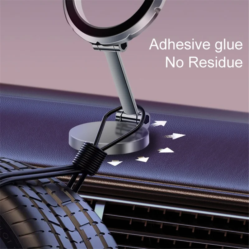 G118 Dashboard Car Phone Mount Stand 1080-Degree Rotating Folding Magnetic Phone Holder - Grey