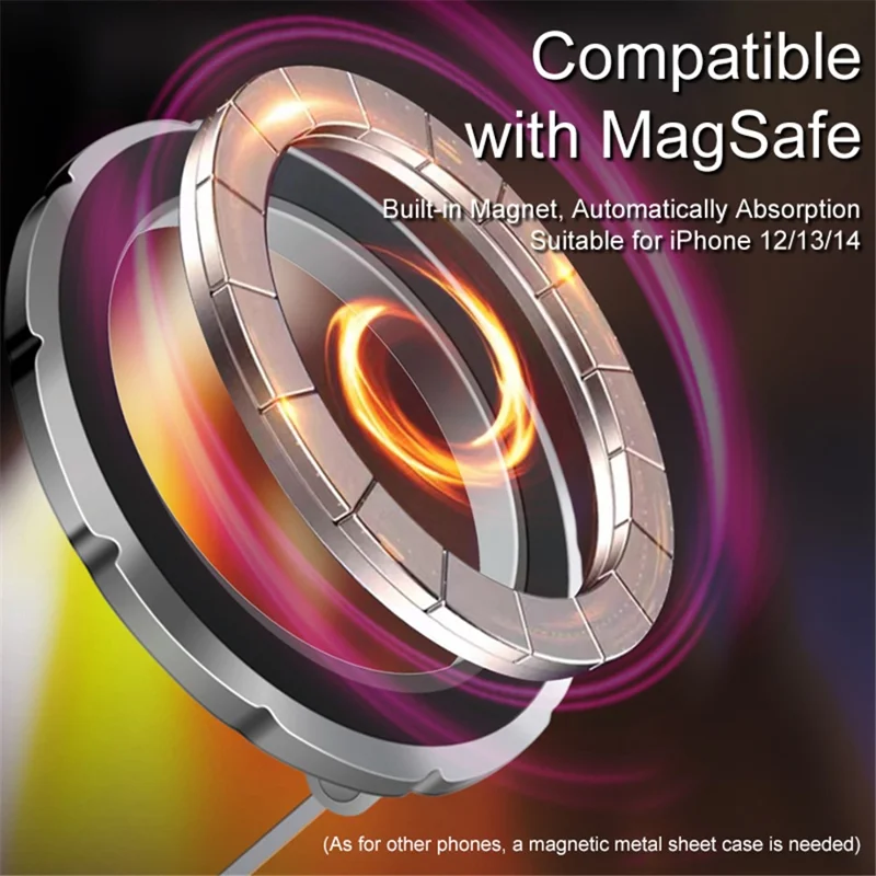 G118 Dashboardcar Phone Mount Stand 1080-Degree Rotating Folding Magnetic Phone Holder - Silver