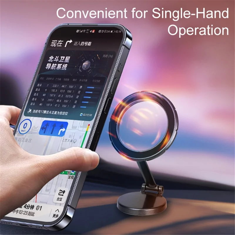 G118 Dashboardcar Phone Mount Stand 1080-Degree Rotating Folding Magnetic Phone Holder - Silver