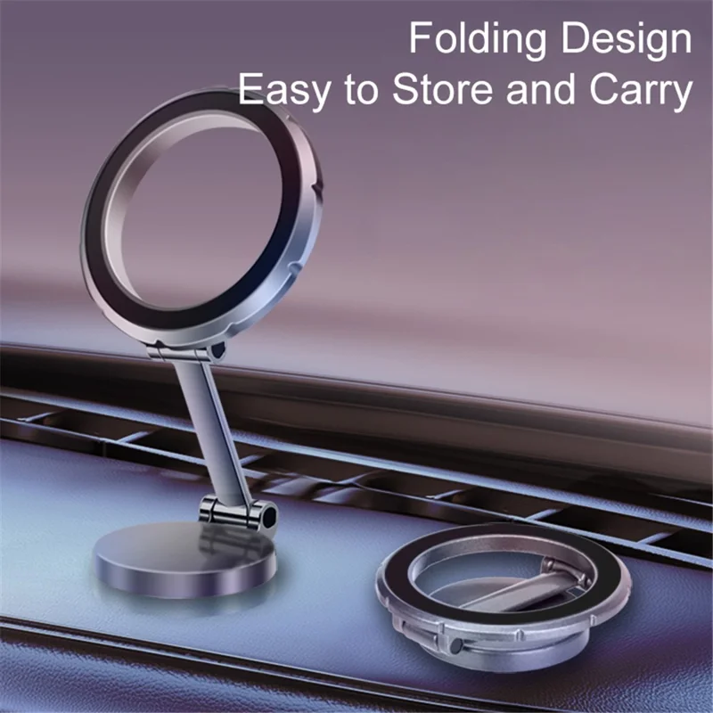G118 Dashboardcar Phone Mount Stand 1080-Degree Rotating Folding Magnetic Phone Holder - Silver