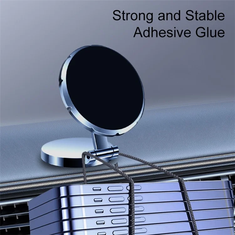 G158 Dashboard Folding Phone Holder Magnetic Car Phone Mount 360-Degree Rotating Metal Phone Stand - Grey