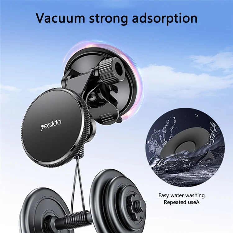 YESIDO C177 For iPhone 12 / 13 / 14 / 15 Car Suction Cup Base Phone Holder Bracket Compatible with MagSafe