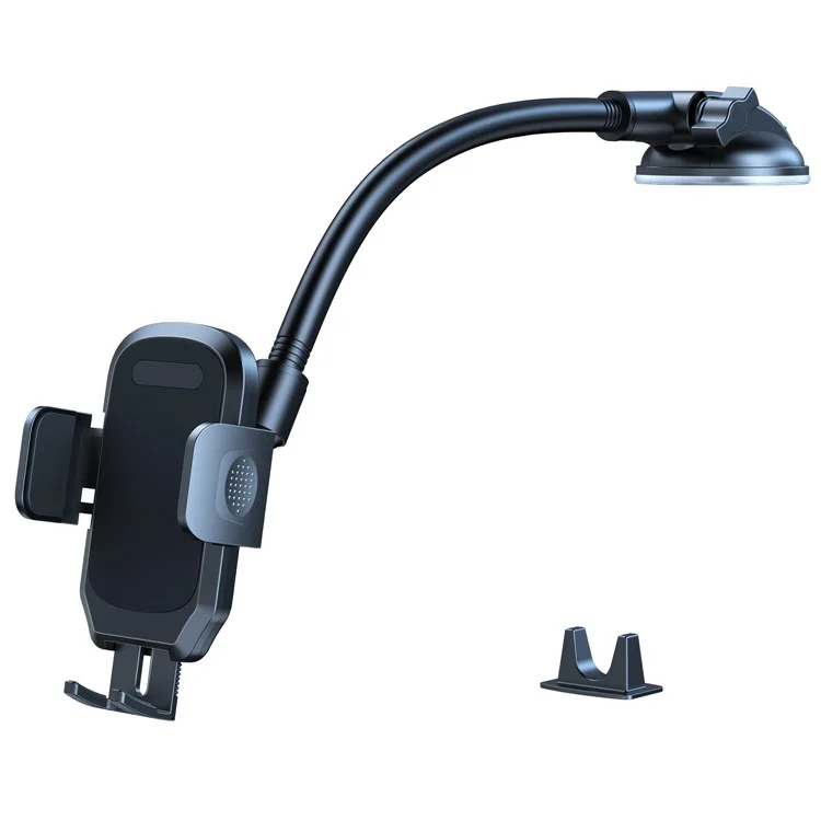 L005L+M013 38cm Long Arm Car Suction Cup Mount Telescopic Cell Phone Holder Bracket - Black