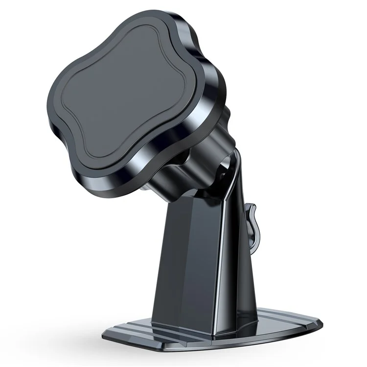 L004+T002 Adhesive Car Dashboard Mout Clover Shape Magnetic Phone Holder Bracket - Black
