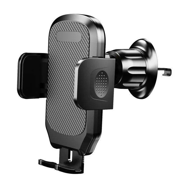 L012+M013 Car Air Vent Cell Phone Holder for iPhone 16 / 16 Plus / 16 Pro / 16 Pro Max 360 Degree Rotating Car Phone Mount - Black Carbon Fiber