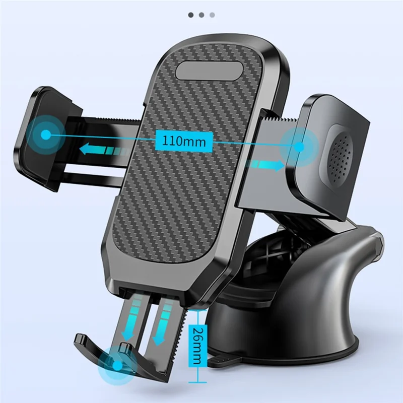 Supporto per Telefono con Ventosa per Cruscotto Auto L095+M013 per iPhone 16 / 16 Plus / 16 Pro / 16 Pro Max, Supporto per Telefono da Auto Girevole e Telescopico - Grigio