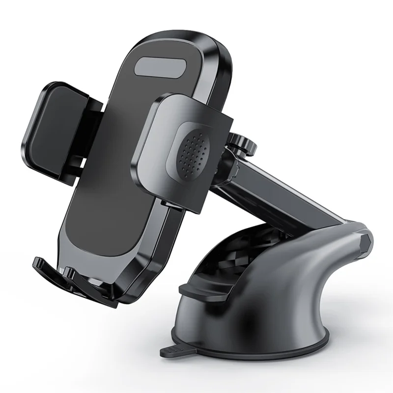 L095+M013 Car Dashboard Suction Cup Phone Holder for iPhone 16 / 16 Plus / 16 Pro / 16 Pro Max Rotating Retractable Car Phone Mount - Black