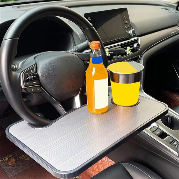 Steering Wheel ABS Desk Laptop Tablet Food Eating Vehicle Table Car Steering Wheel Tray - Matte Black