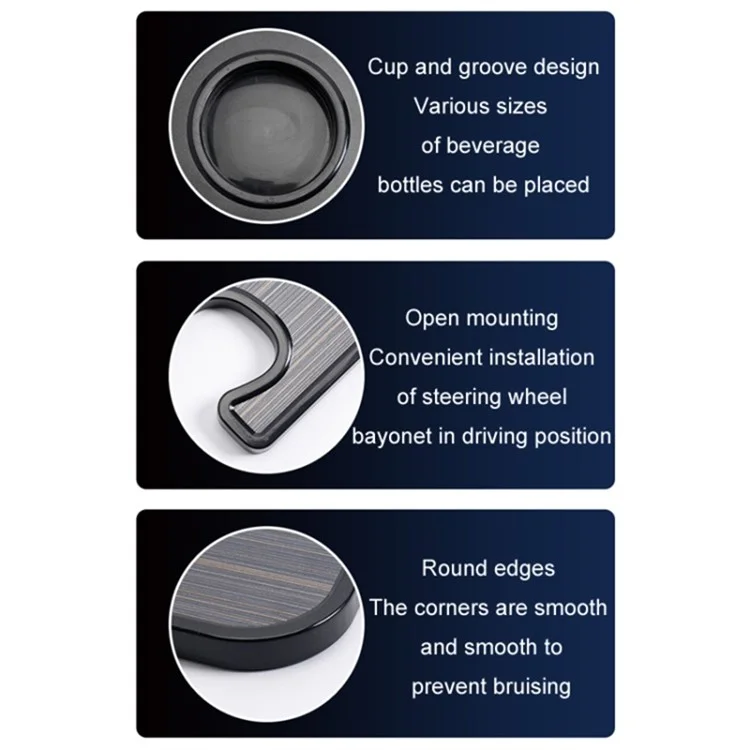 Steering Wheel ABS Desk Laptop Tablet Food Eating Vehicle Table Car Steering Wheel Tray - Matte Black