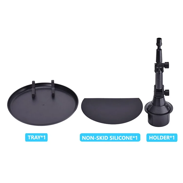 Suporte Ajustável de Copo e Bandeja para Carro QIPU C003 com Suporte de Telefone e Base Giratória de 360 Graus - Estilo Longo