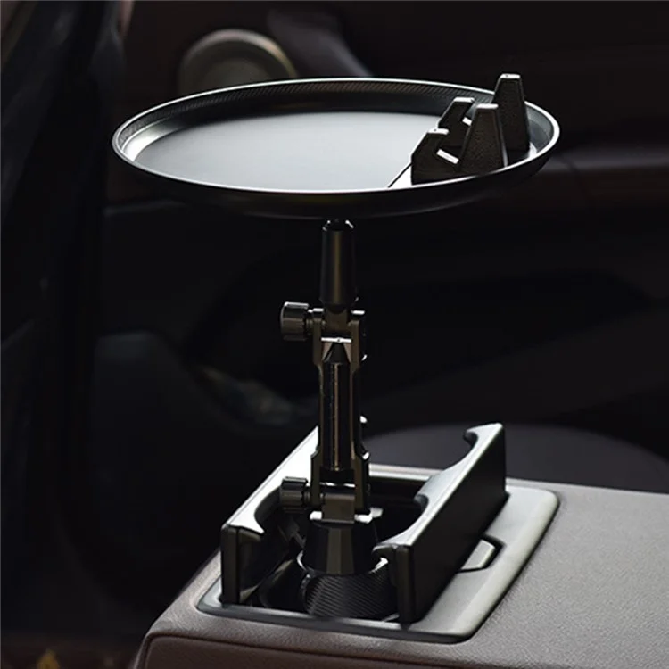 Suporte Ajustável de Copo e Bandeja para Carro QIPU C003 com Suporte de Telefone e Base Giratória de 360 Graus - Estilo Longo