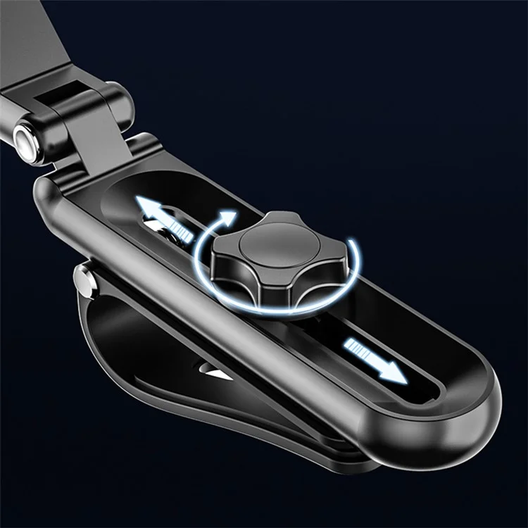 QIPU Z002 Retractable Car Phone Holder Multifunctional Rotating Sun Visor Car Phone Clip Mount - Grey