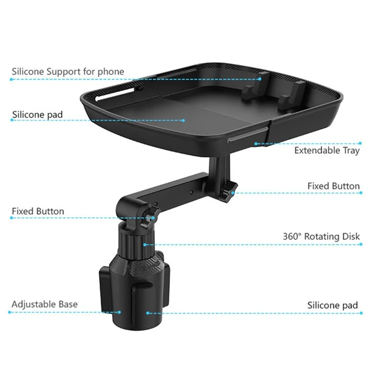 Support de téléphone voiture QIPU B01 avec plateau repas, porte-snacks et support
