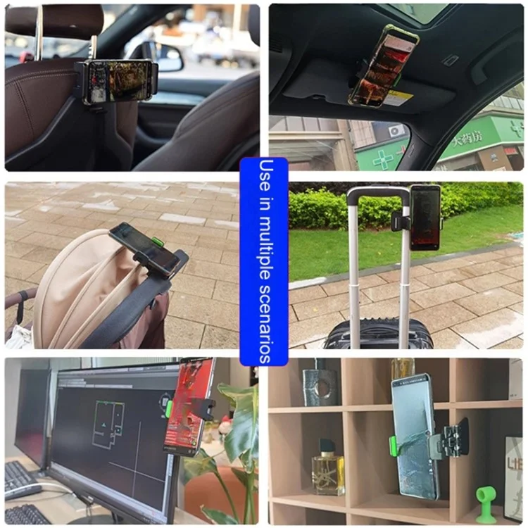 Multi-functional Clip-on Car Back Seat Mobile Phone Holder Bracket Hook Hanger - Grey