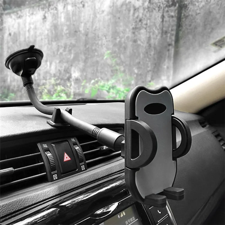 L096+M082 Car Dashboard Windshield Phone Holder for iPhone 16 / 16 Plus / 16 Pro / 16 Pro Max Suction Cup Mount - Black