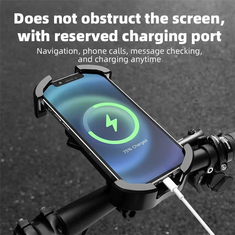 ROCKBROS HW-128 Suporte de Telefone para Bicicleta E-Bike, Suporte de Telefone para Motocicleta à Prova de Choque - Preto / Guidão