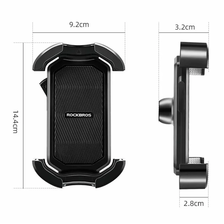ROCKBROS HW-128 Suporte de Telefone para Bicicleta E-Bike, Suporte de Telefone para Motocicleta à Prova de Choque - Preto / Guidão
