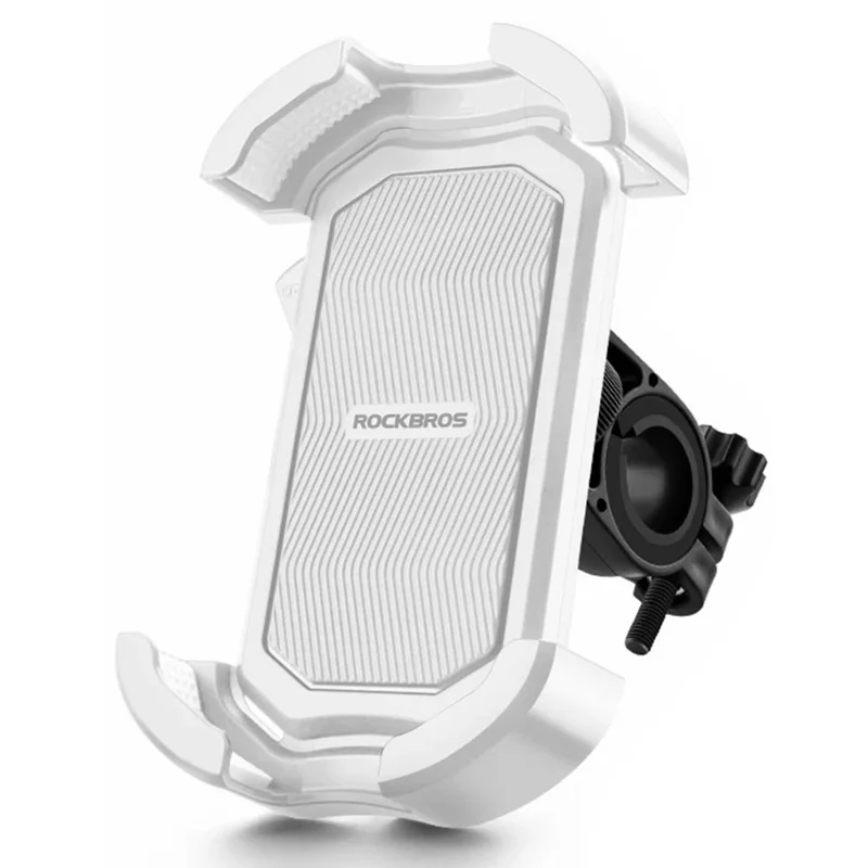 ROCKBROS HW-128 Bicycle E-Bike Phone Mount Bracket Shockproof Motorcycle Cell Phone Holder - White / Handlebar