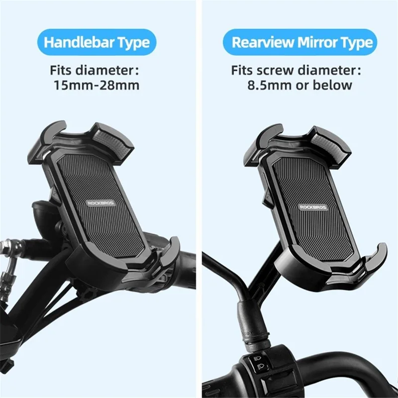 ROCKBROS HW-128 Bicycle E-Bike Phone Mount Bracket Shockproof Motorcycle Cell Phone Holder - Pink / Rearview Mirror